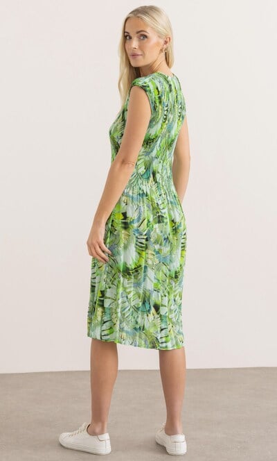 Botanical Print Pleated Dress