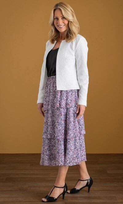 Anna Rose Textured Floral Print Tiered Skirt