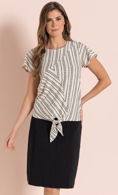 Striped Tie Hem Jersey Top