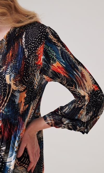 Pleated Abstract Print Top