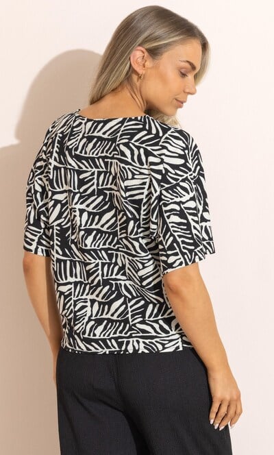Printed Tie Front Top