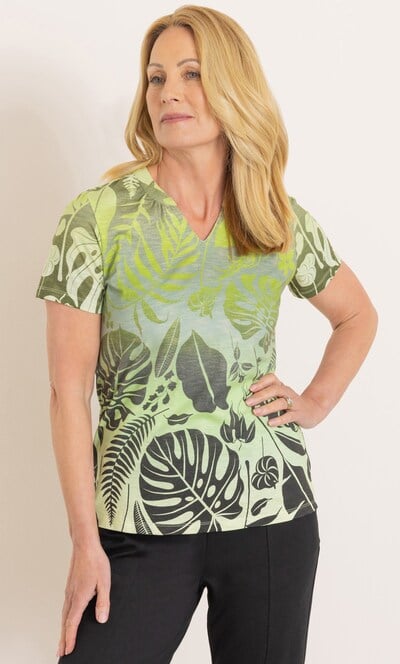 Anna Rose Botanical Print Jersey Top
