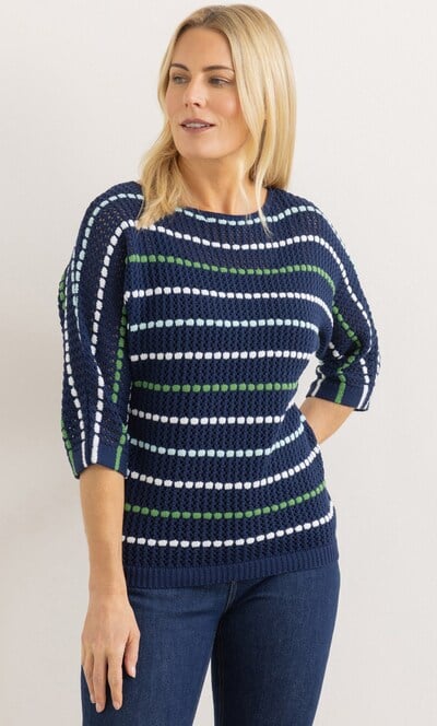 Striped Crochet Knit Jumper