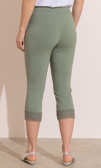 Lace Trim Pull On Capri Trousers