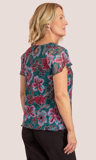 Anna Rose Bias Cut Floral Chiffon Top