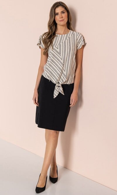 Striped Tie Hem Jersey Top