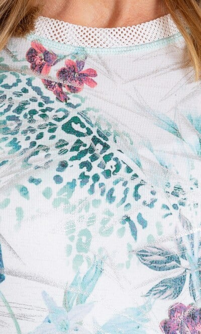Anna Rose Garden Print Short Sleeve Top