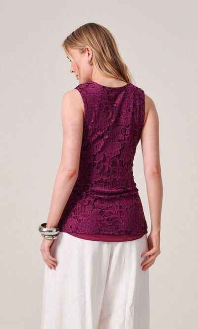 Sleeveless Frill Front Lace Top