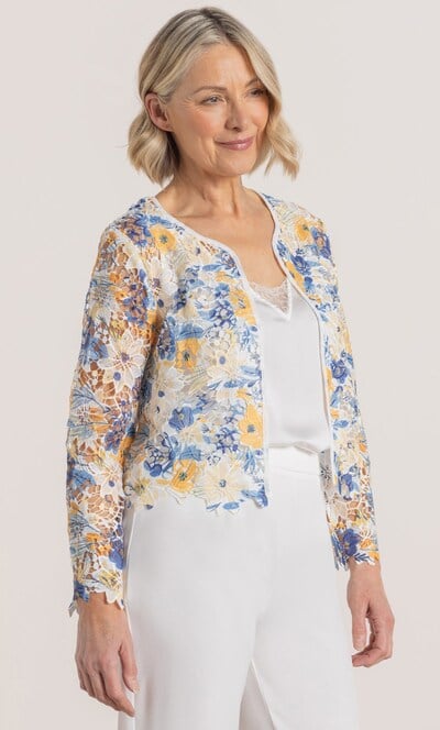 Anna Rose Open Front Floral Lace Cover Up