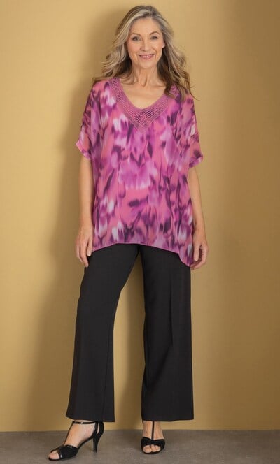 Anna Rose Crochet Trim Kimono Top