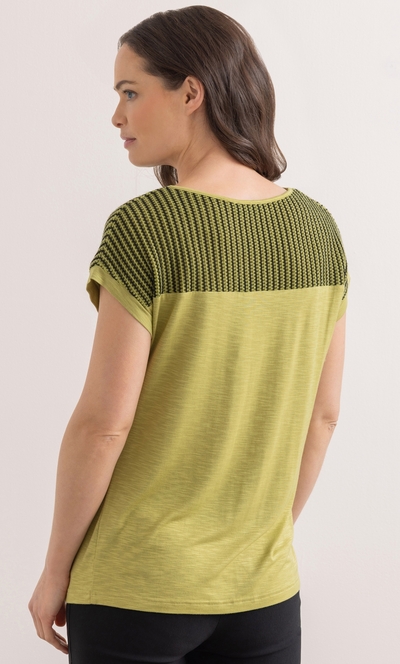 Crochet Knit Panel Jersey Top