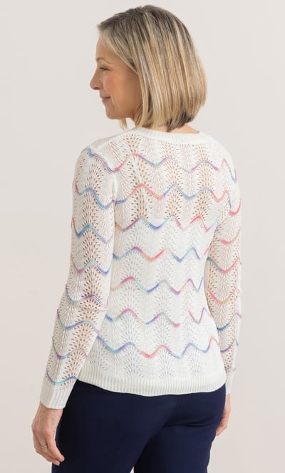 Anna Rose Wave Design Pointelle Knit Jumper
