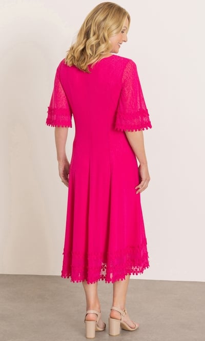 Anna Rose Crochet Trim Mesh Midi Dress