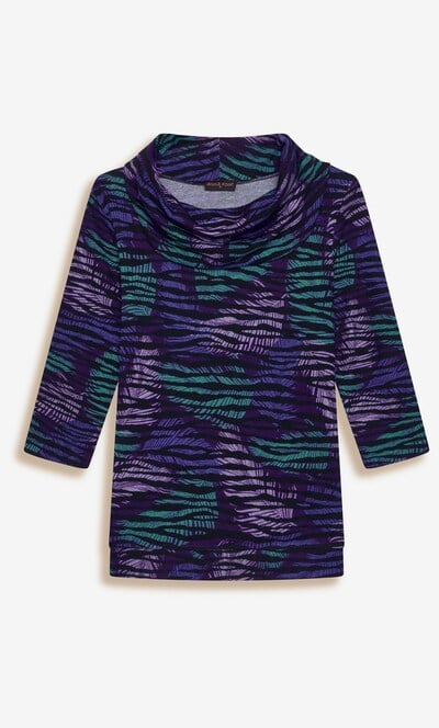 Anna Rose Leaf Printed Cowl Neck Jumper
