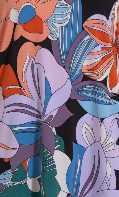 Bold Floral Printed Asymmetric Top