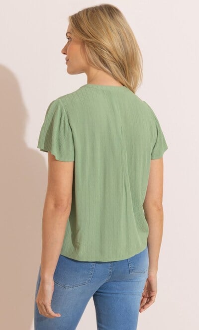 Lace Trim Tie Front Blouse