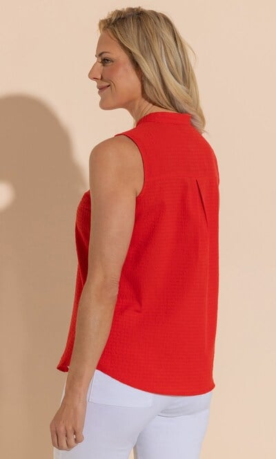 Seersucker Sleeveless Blouse