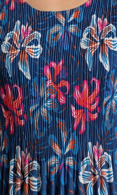 Floral Print Pleated Dress