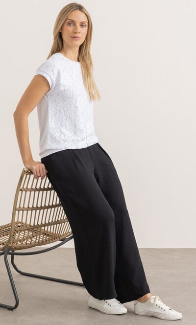 Textured Wide Leg Trousers