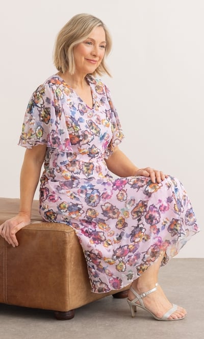 Anna Rose Textured Floral Print Dress