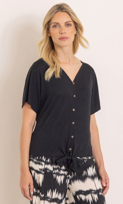 Textured Tie Hem Top