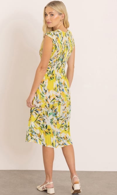 Botanical Print Pleated Dress