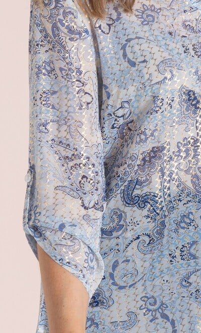 Anna Rose Shimmer Paisley Printed Blouse