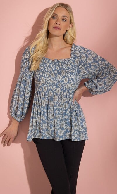 Pleated Floral Printed Georgette Top