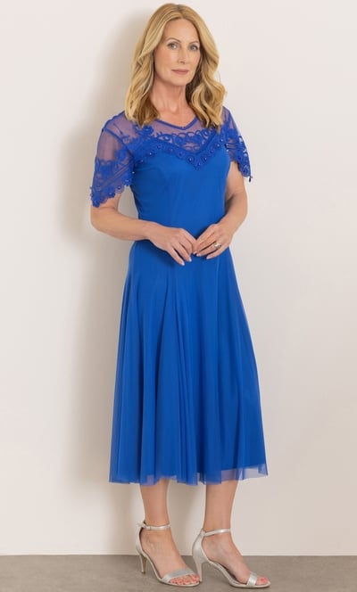 Anna Rose Mesh and Embellished Lace Midi Dress