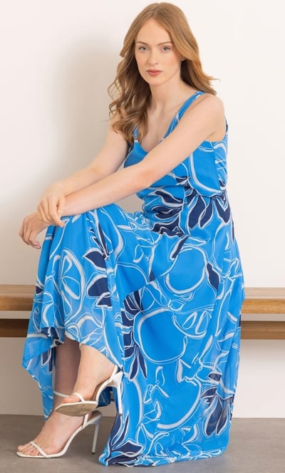 Sleeveless Printed Fit And Flare Maxi Dress