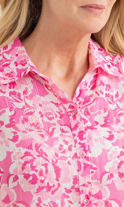Anna Rose Floral Print And Shimmer Stripe Blouse