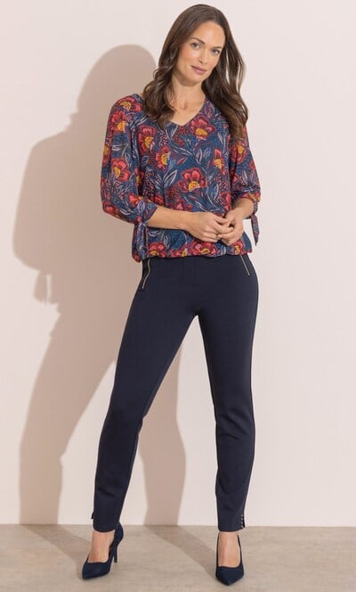 Slim Leg Studded Pull On Ponte Trousers