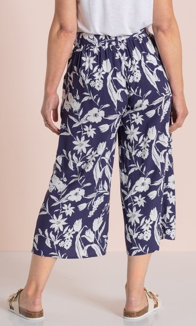 Anna Rose Printed Wide Leg Cropped Trousers