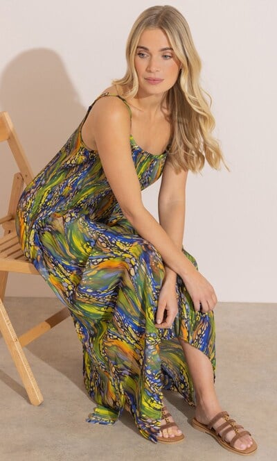 Printed Pleated Midaxi Dress