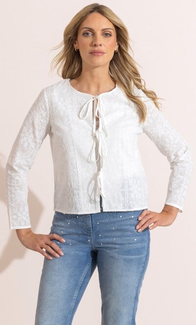 Embroidered Cotton Tie Cover Up