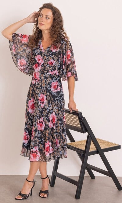 Anna Rose Floral Print Short Sleeve Dress