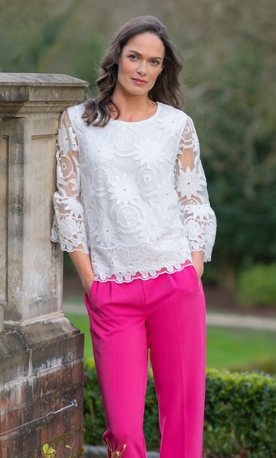 Floral Embroidered Sequin Mesh Top
