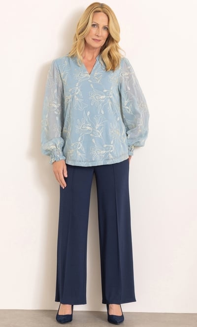 Anna Rose Shimmer Embroidered Top