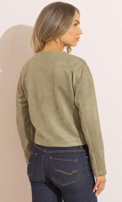 Suedette Collarless Jacket