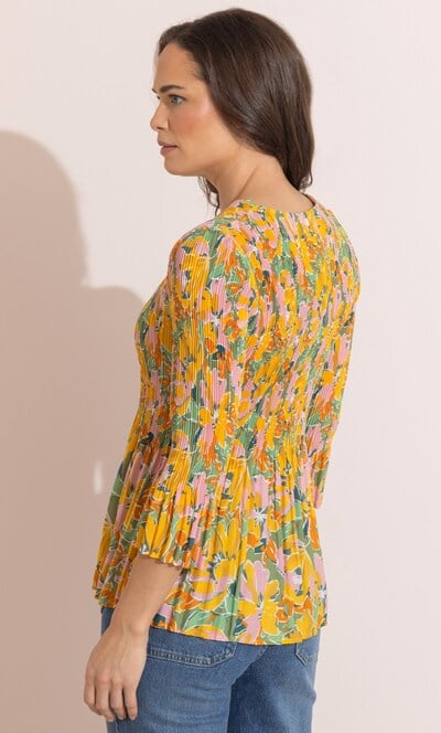 Floral Print Pleated Top