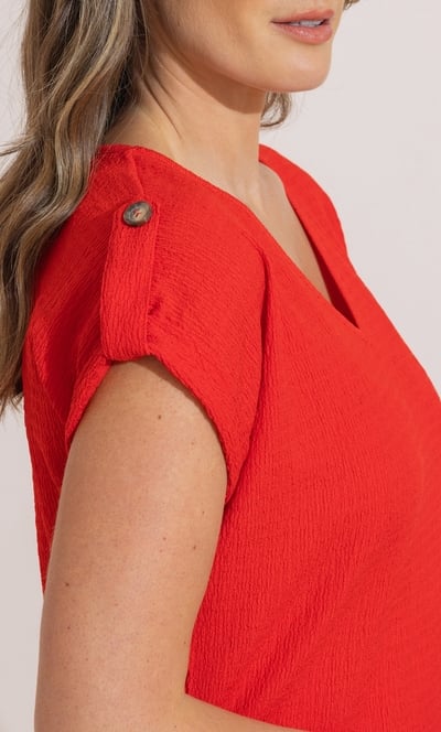 Textured Short Sleeve V Neck T-Shirt