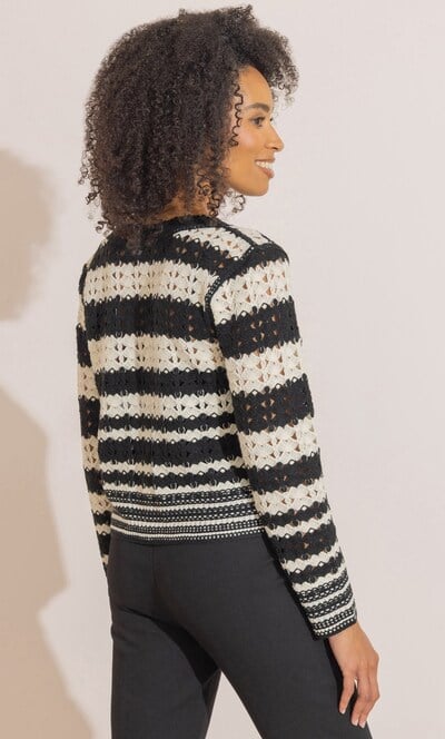 Stripe Crochet Knitted Cardigan