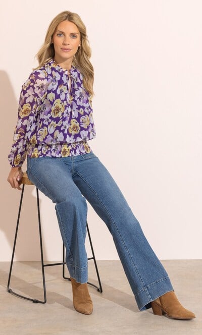 Printed Smocked Hem Top