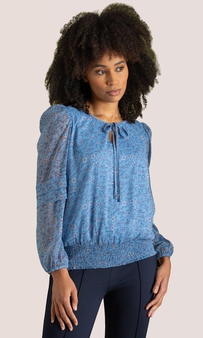 Floral Print Smocked Hem Top