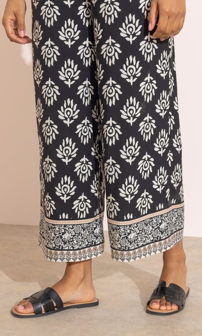 Printed Wide Leg Trousers