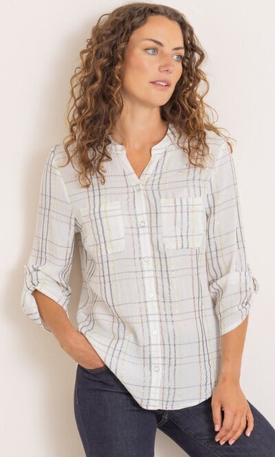 Anna Rose Shimmer Check Blouse