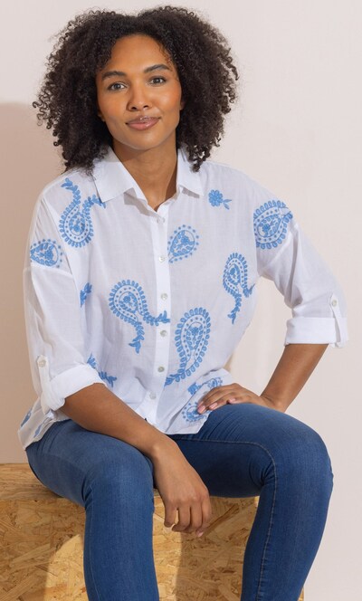 Paisley Embroidered Cotton Shirt