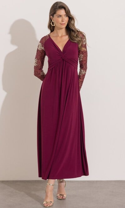 Embellished Long Sleeve Maxi Dress