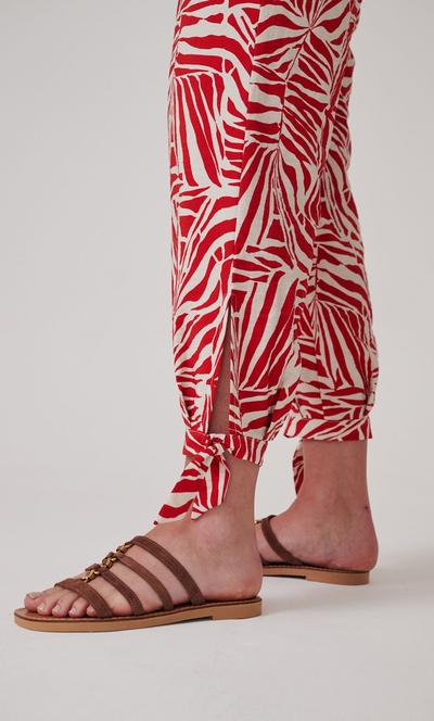 Printed Tie Hem Cropped Trousers