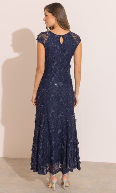 Embellished Floral Lace Maxi Dress
